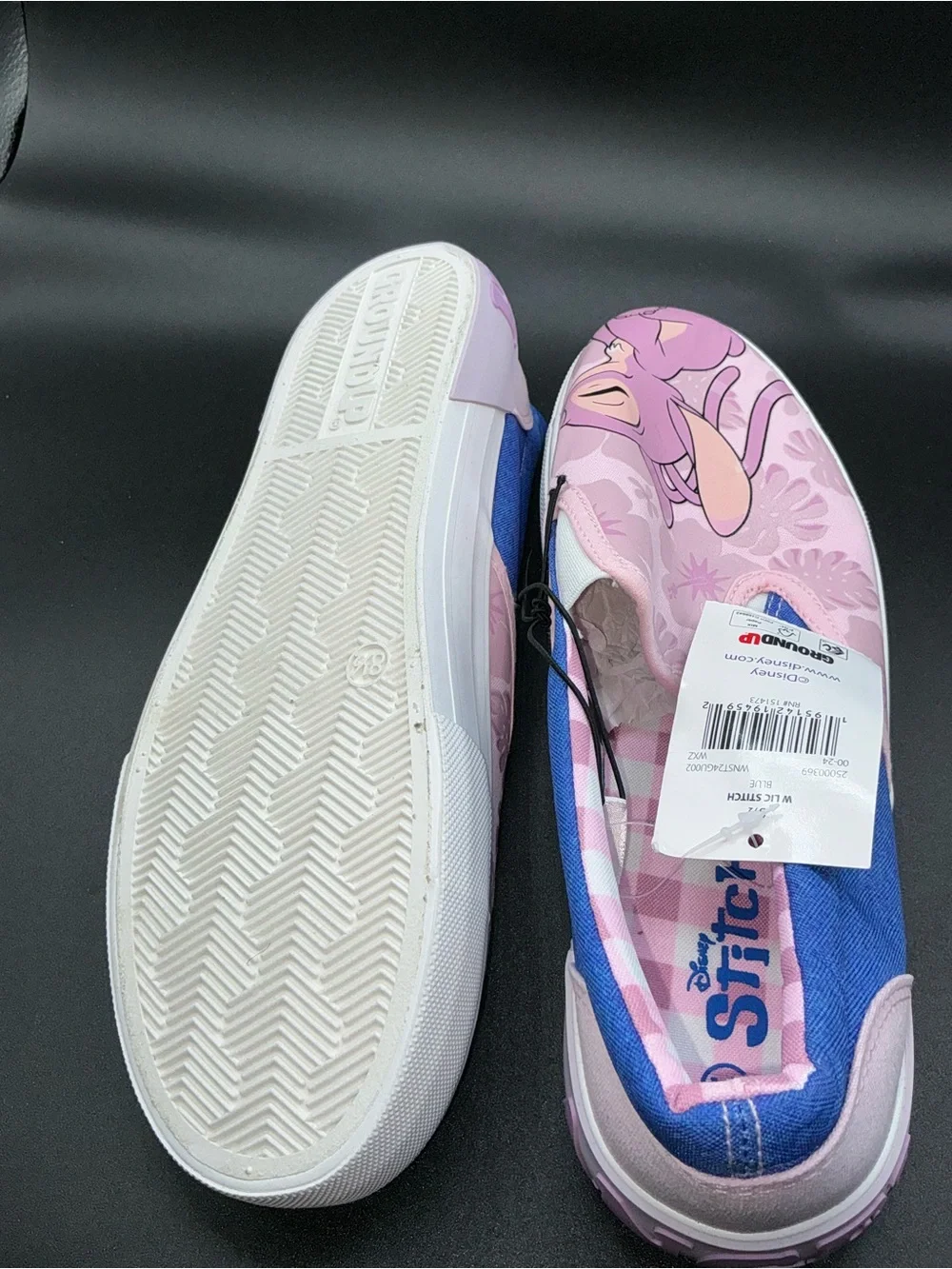Ground Up Disney Lilo & Stitch Women’s Slip-On Canvas Sneakers Pink/Blue 8.5